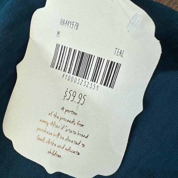 NWT Altar’d State Loose Fit V-Neck Balloon Sleeve Peasant Top Teal Size Medium - Picture 7 of 10